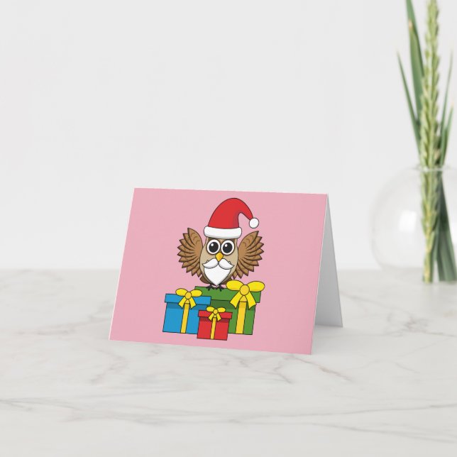 Jul tomte uggla med presenter kort (Framsida)