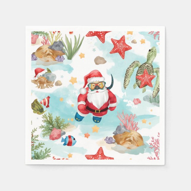Jul tomte undervattens jul pappersservett (Framsidan)