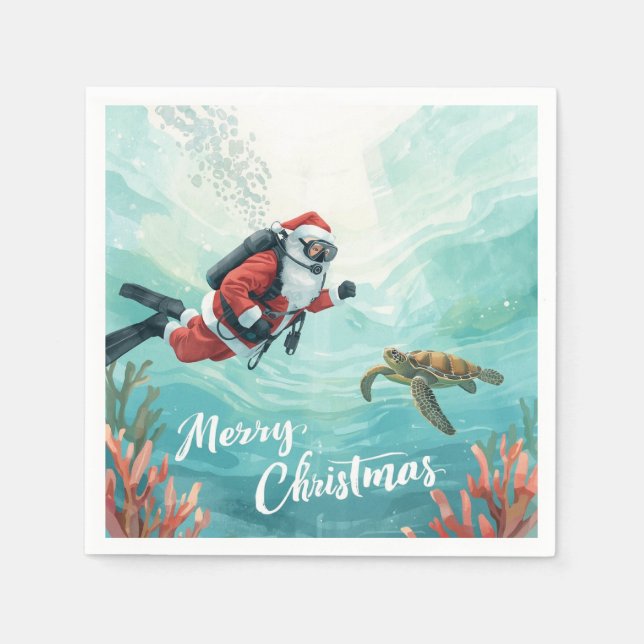 Jul tomte undervattens jul pappersservett (Framsidan)