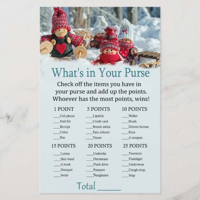 jul tomte Vad har du i din handväska spel (Framsida)