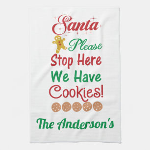 Jul Tomte Vänligen Stanna Här Vi Har Kakor Kökshandduk
