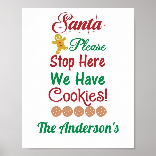 Jul Tomte Vi Har Kakor Röd Grön  Poster (Framsidan)