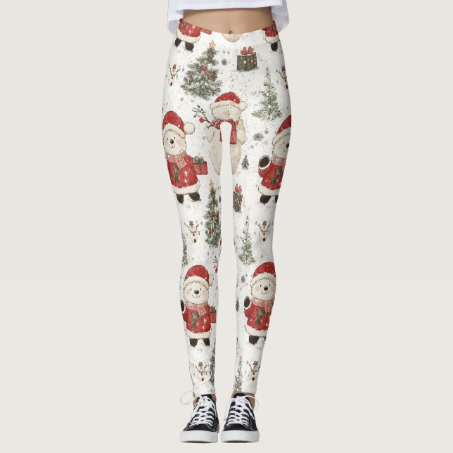 Jul Tomtedräkt Santa Mönster (1) Leggings (Framsida)