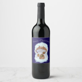 jul tomtehus vinflaska etikett