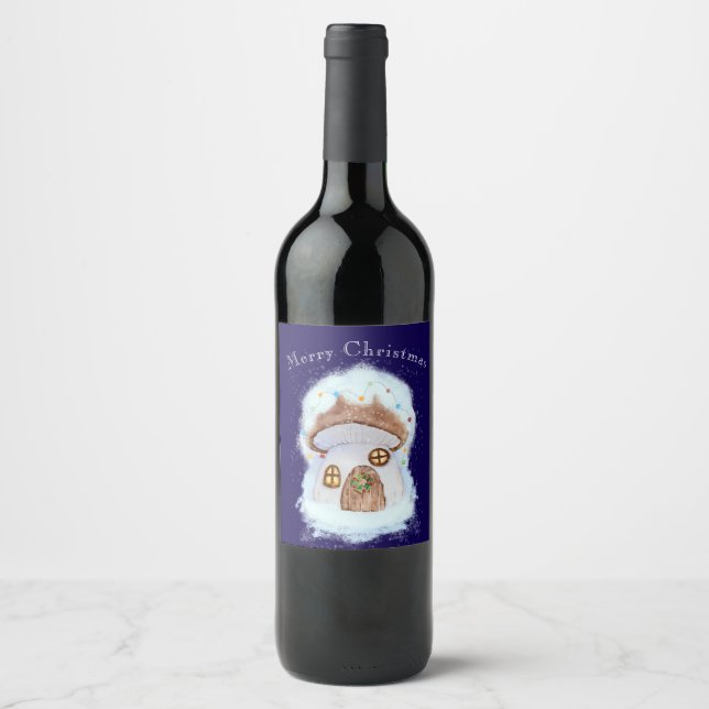 jul tomtehus vinflaska etikett (Framsida)