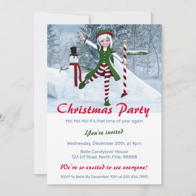 Jul Toon Girl i en vinterskog Inbjudningar (Framsida)