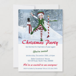 Jul Toon Girl i en vinterskog Inbjudningar