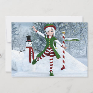 Jul Toon Girl i en vinterskog Julkort