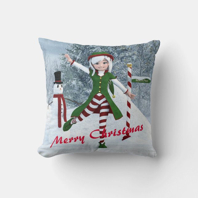 Jul Toon Girl i en vinterskog Kudde (Framsida)