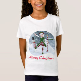Jul Toon Girl i en vinterskog T Shirt