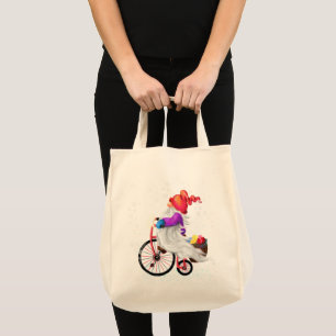 Jul Tote Bag Gift Gnome med Bike och Gifts Tygkasse