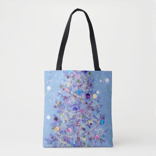 Jul Tote Bag med vackra Julgran Tygkasse (Framsida)