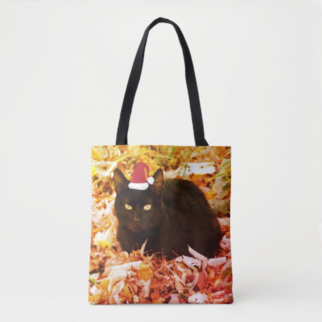 Jul Tote Bag Svart Katt Tygkasse (Framsida)
