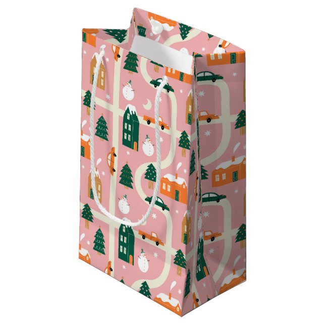 Jul Town Helgdag Karta Mönster (Framsidan Vinklad)