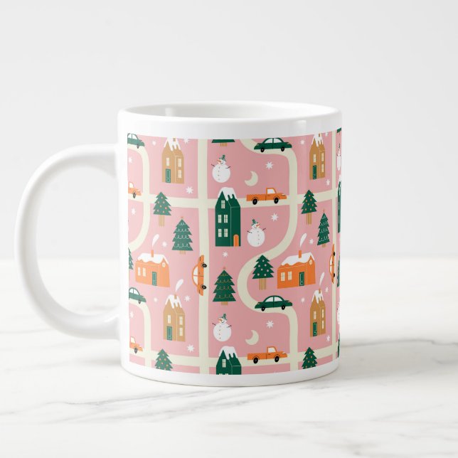 Jul Town Helgdag Karta Mönster Jumbo Mugg (Vänster)