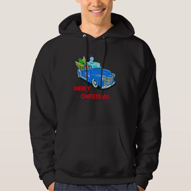 Jul Trä Lastbil Träd Present För Xmas Semester Hoodie (Framsida)
