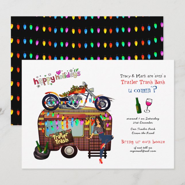 Jul TRAILER SOPOR BASH Funny Party Inbjudningar (Fram/baksida)