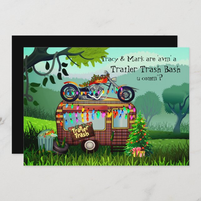 Jul TRAILER WHITE SOPOR BASH Funny Party Inbjudningar (Fram/baksida)