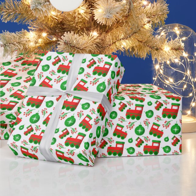 Jul Traktor Julbär Ornament Mönster  Presentpapper (Helgdagar)