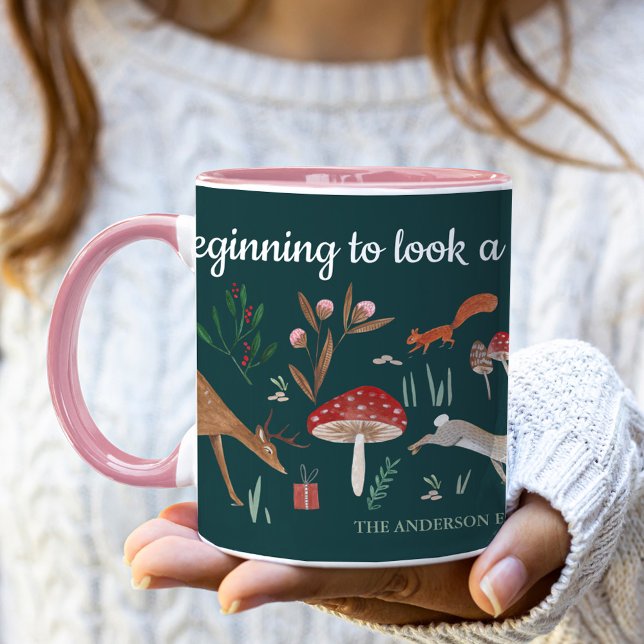 Jul - Trämark - Grönt Mugg (Cute Green Woodland Animals Christmas Mug)
