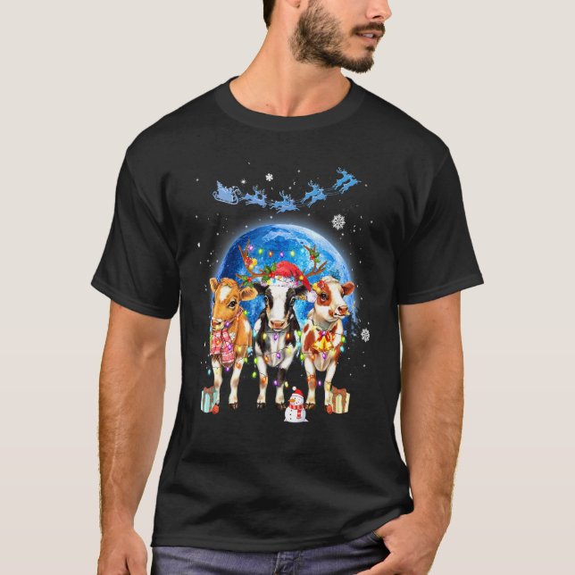 Jul Tre Ko Xmas Tomte Hatt Måne Jul  T Shirt (Framsida)