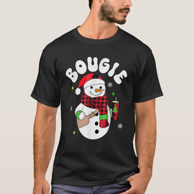 Jul-Trendiget Lustigt matchande team Snögubbe Boug T Shirt (Framsida)