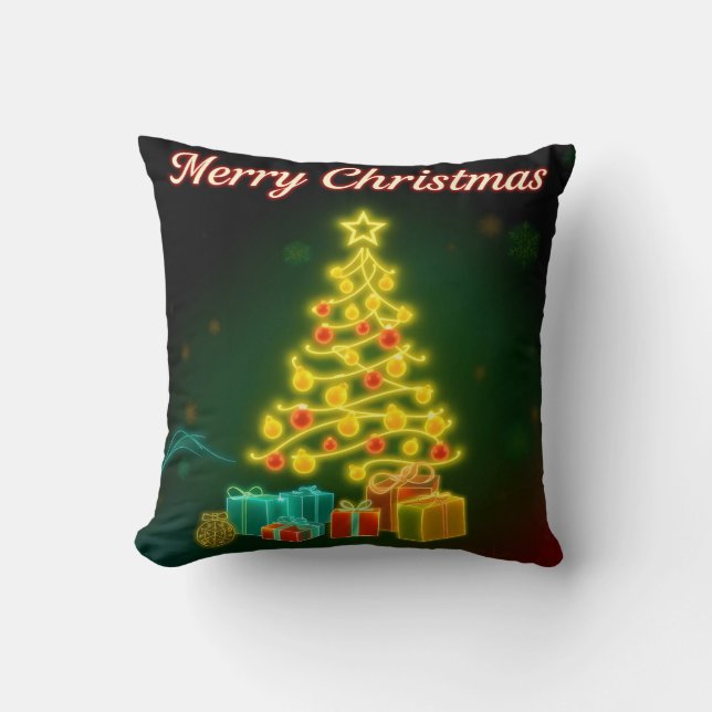 Jul Trendigt Neon Högtidssamling Kudde (Framsida)