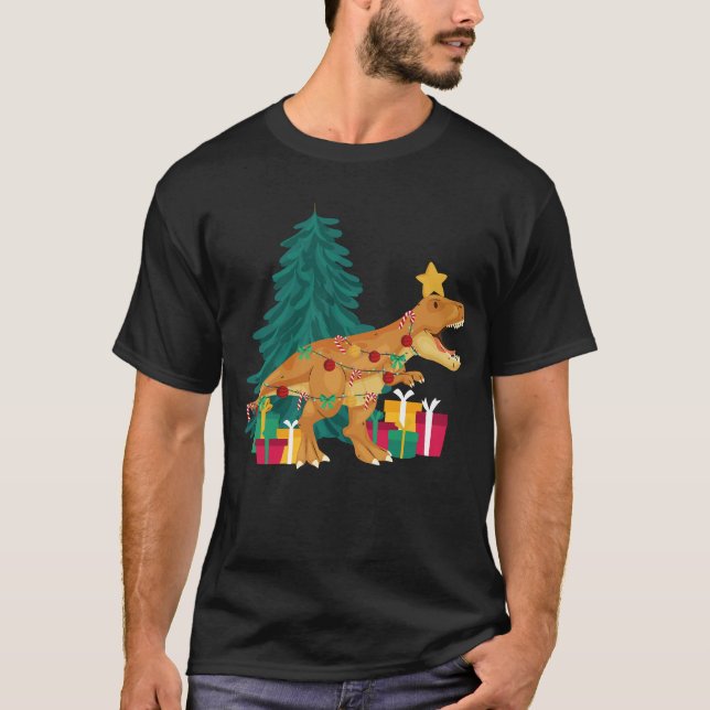 Jul Trex Funny Julafton Dinosaur T Shirt (Framsida)