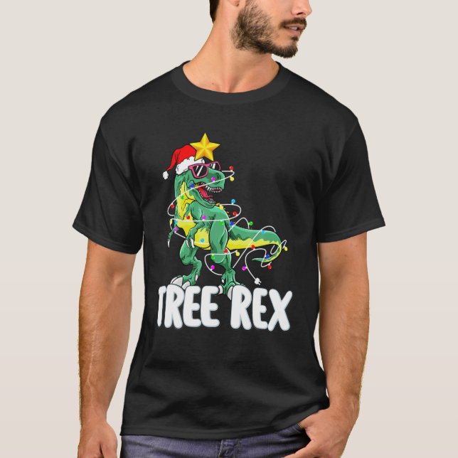 Jul Trex Träd Rex jul Kväll Pajama för B T Shirt (Framsida)