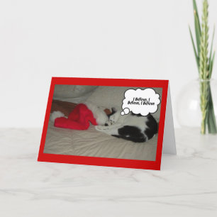 Jul Tro Black och White Kitten Helgkort