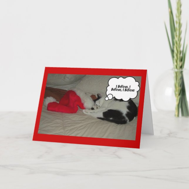Jul Tro Black och White Kitten Helgkort (Framsida)