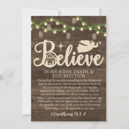 Jul Tro Jesus Nativitet Rustic Wood Julkort