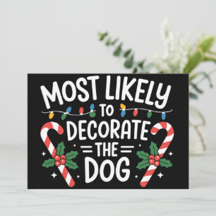 Jul Troligt Dekorera Hund Xmas Familj Julkort