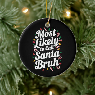 Jul Troligt ringa familjen Santa Bruh Julafton Julgransprydnad Keramik