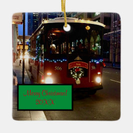 Jul Trolley in Chicago Julgransprydnad Keramik