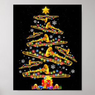 Jul Trombonspelare Xmas Träd Jazzmusik Kärlek Poster