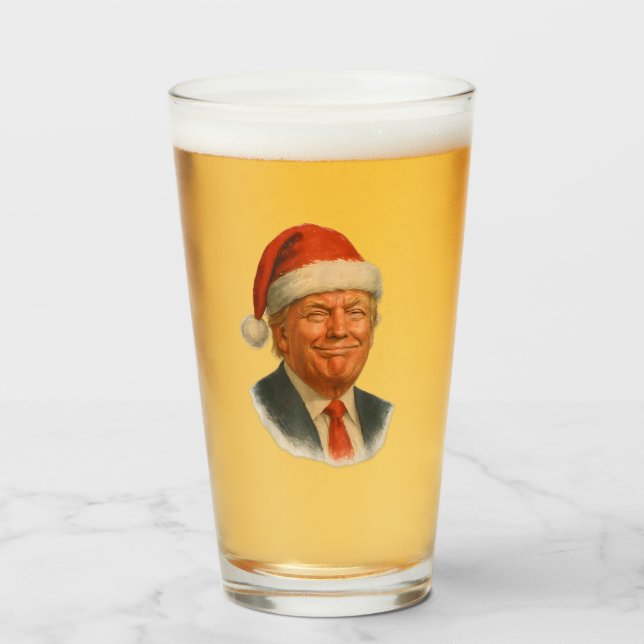 Jul Trump Ansikte Santa Rolig Xmas Meme Glaskopp (Framsida fylld)