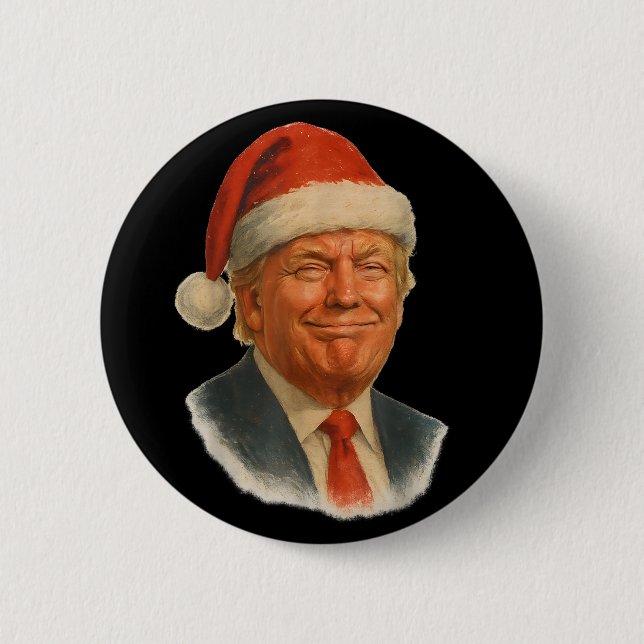 Jul Trump Ansikte Santa Rolig Xmas Meme Knapp (Framsida)