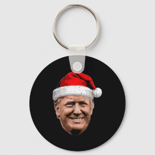 Jul Trump Ansikte Santa Roligt Xmas Meme Män Kvinn Nyckelring