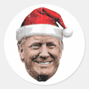 Jul Trump Ansikte Santa Roligt Xmas Meme Runt Klistermärke