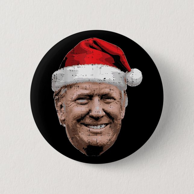 Jul Trump Ansikte Tomte Roligt Xmas Meme  Knapp (Framsida)