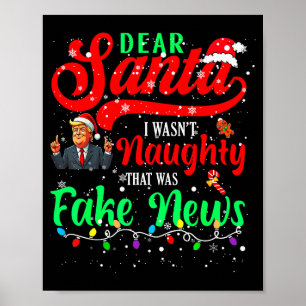 Jul Trump Kära Tomte Fake Nyheter Rolig Xmas Jag Poster