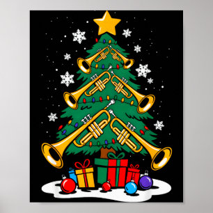 Jul Trumpetspelare Xmas Träd Rolig Musik Kärlek Poster