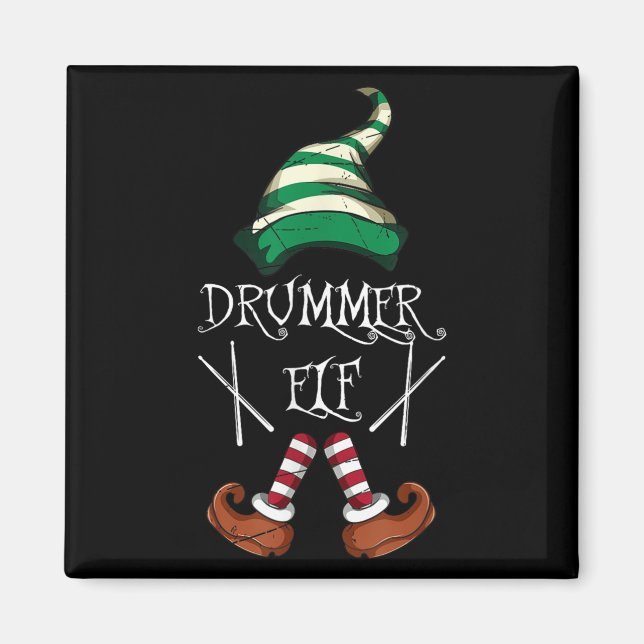 Jul Trumstockar Musik Matchande Trummis Tomte Pyja Magnet (Framsidan)