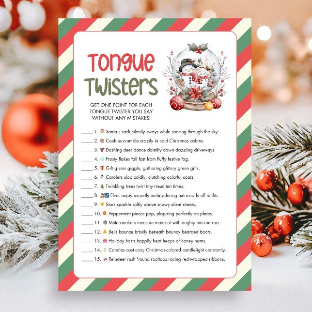 Jul Tungantrasselspel Julkort (Tongue Twisters Christmas Game Card)