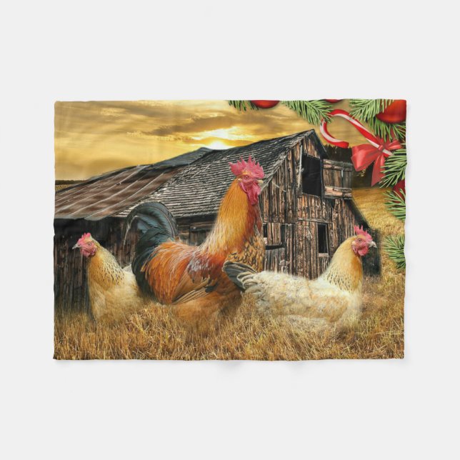 Jul Tupp Hen Barn Coop Farm Fleecefilt (Framsidan (Horisontell))