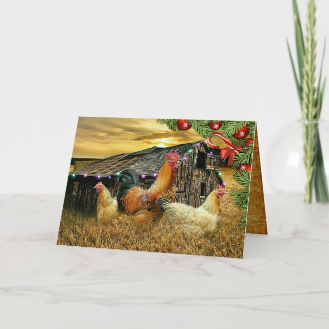 Jul Tupp Hen Barn Coop Farm Helgkort (Framsida)