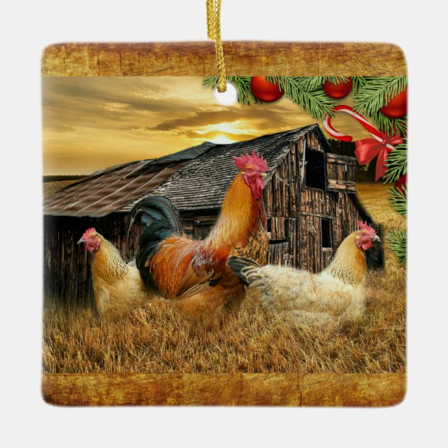 Jul Tupp Hen Barn Coop Farm Julgransprydnad Keramik (Framsida)