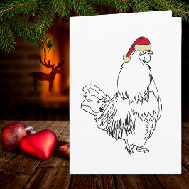 Jul Tupp Teckning Funny Santa Cockerel Art Kort