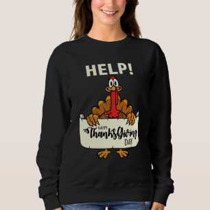 Jul Turk Tecknad Kalkon Skämt Hjälp Tecken Thanksg T Shirt